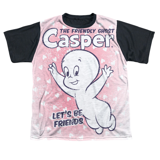 Casper the Friendly Ghost Lets Be Friends - Youth Black Back T-Shirt