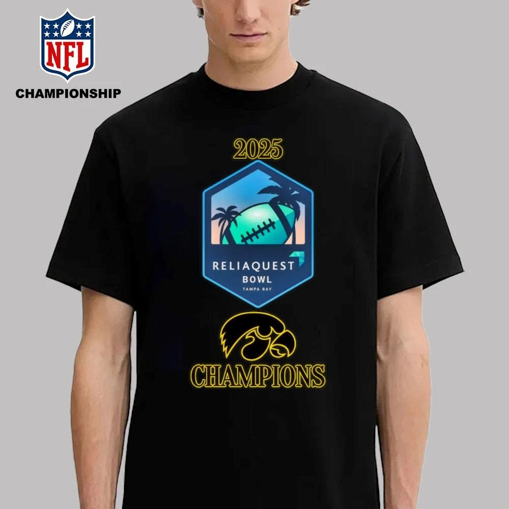 Iowa Hawkeyes 2025 ReliaQuest Bowl Champions Logo Shirt