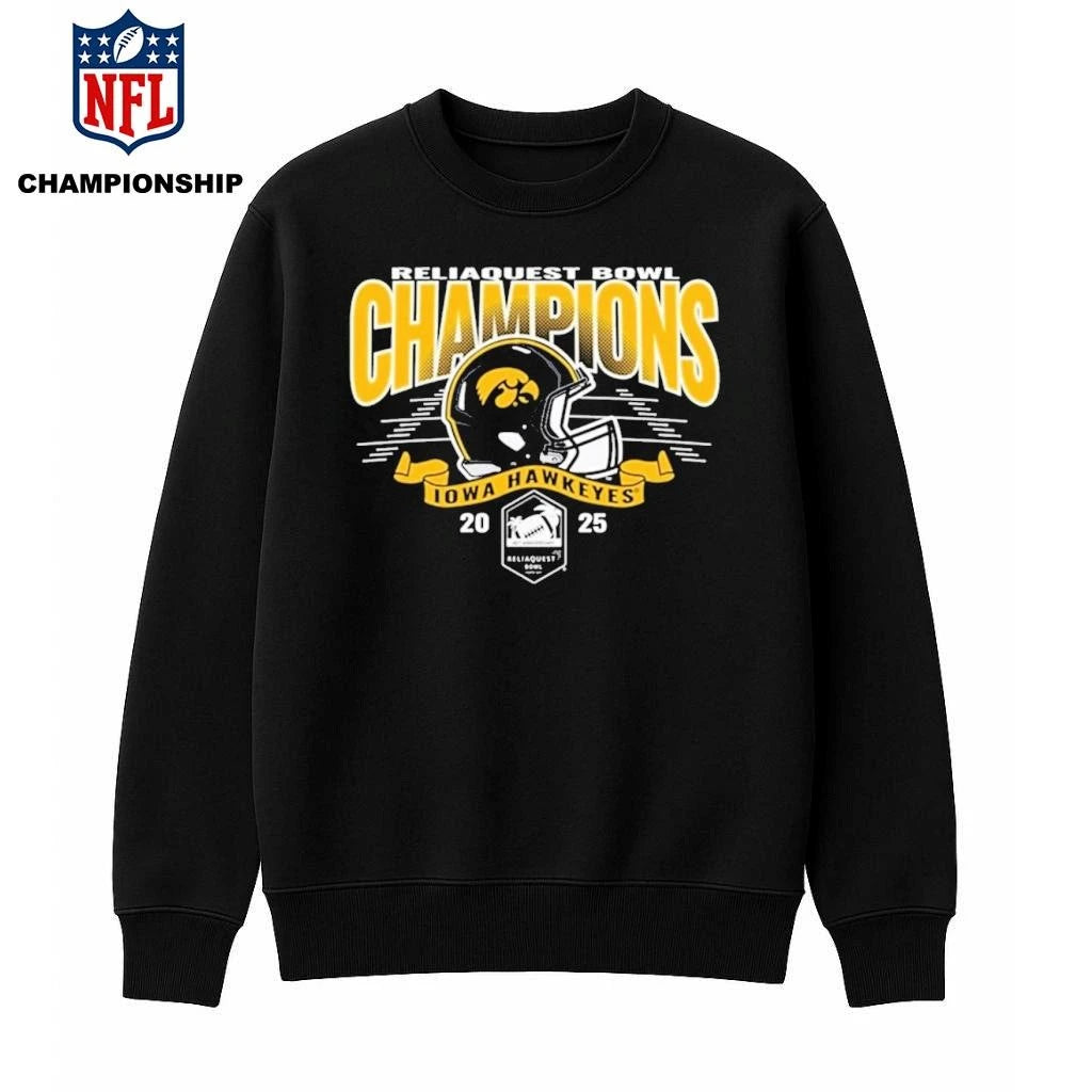 Iowa Hawkeyes 2025 ReliaQuest Bowl Football Champions Helmet Shirt