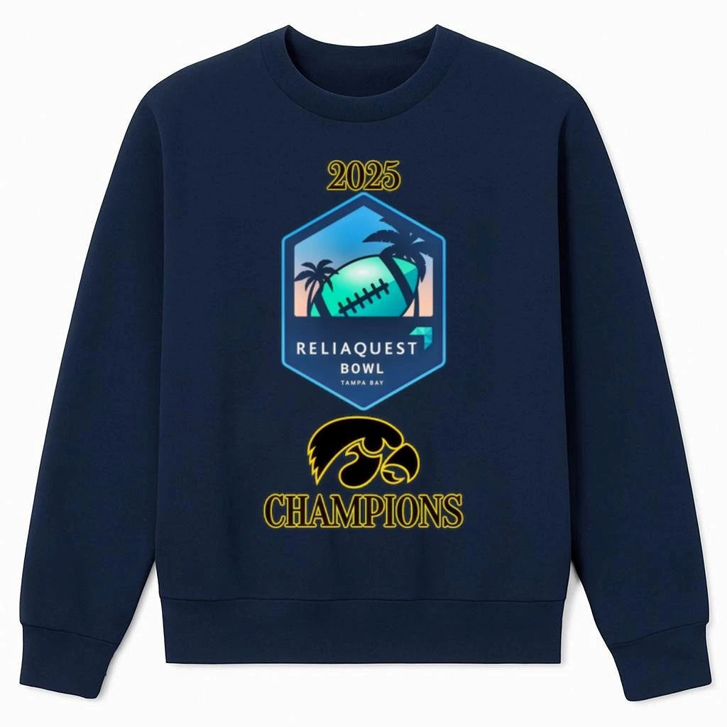 Iowa Hawkeyes logo 2025 ReliaQuest Bowl Champions Shirt