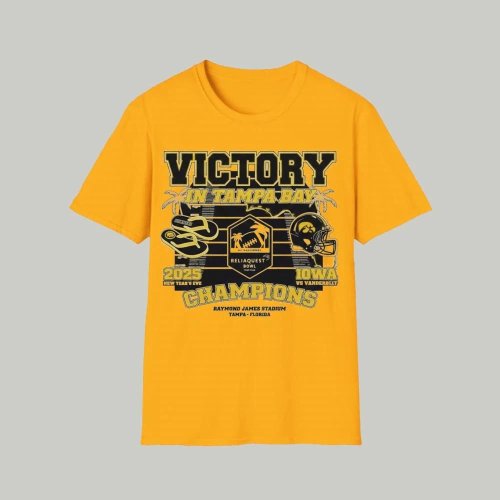 Iowa Hawkeyes Victory In Tampa 2025 Reliaquest Bowl Champions Helmet Shirt