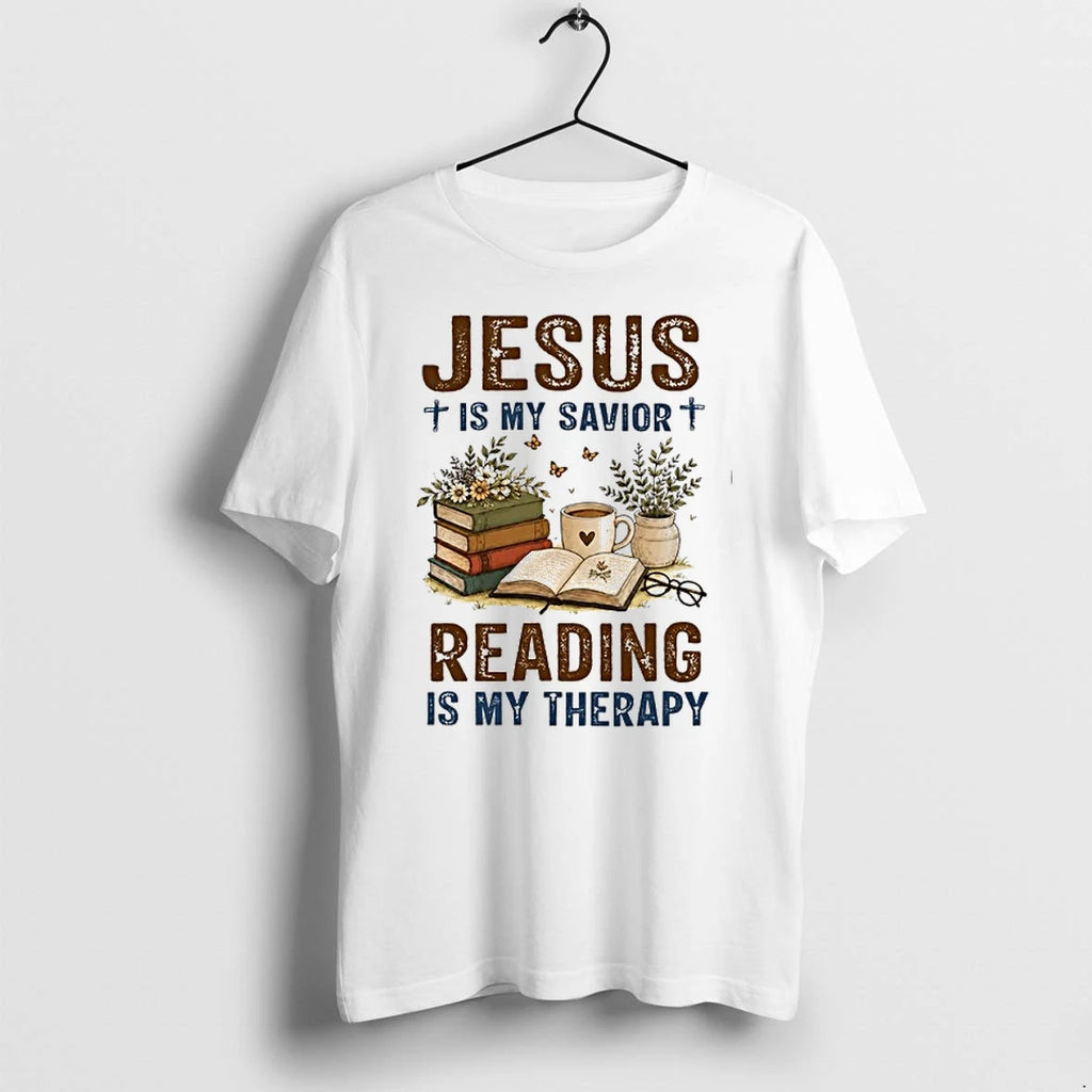 Jesus Is My Savior Book Reading Is My Therapy 0 Tshirts Sweater