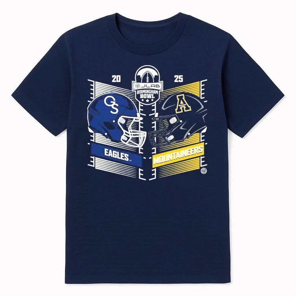 JLab Birmingham Bowl 2025 Georgia Southern vs Appalachian State Matchup Helmet Shirt