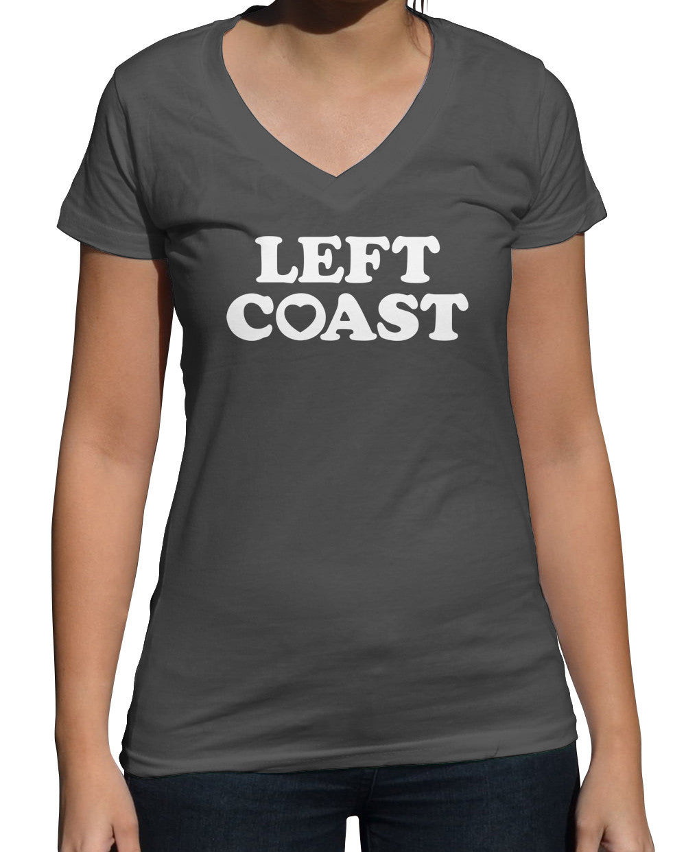 Women's Left Coast Vneck T-Shirt - California Oregon Washingon West Coast