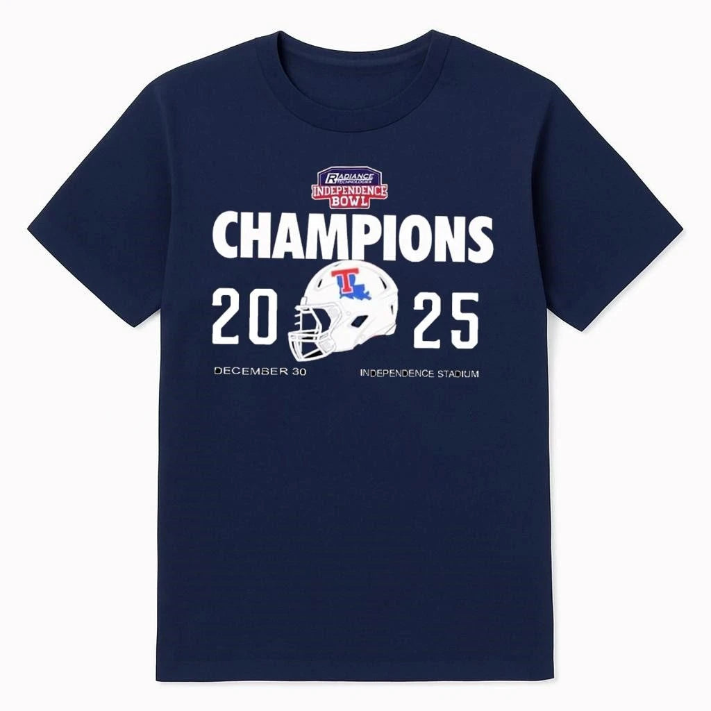 Louisiana Tech Bulldogs Football 2025 Champions Radiance Technologies Independence Bowl Helmet Shirt