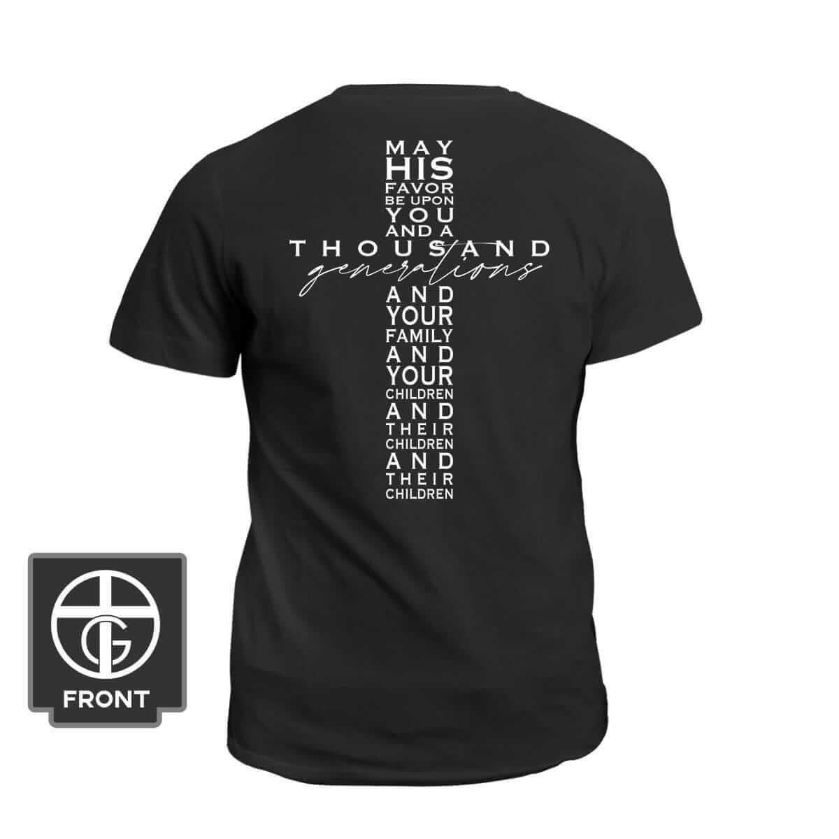 May His Favor Cross T-Shirt (Back Print)
