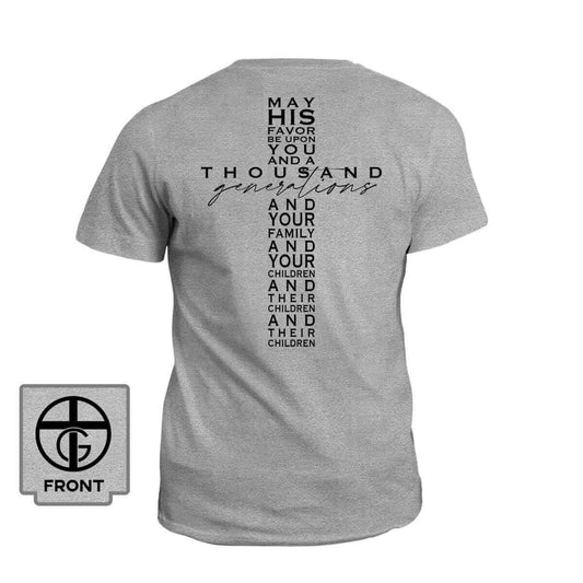 May His Favor Cross T-Shirt (Back Print)