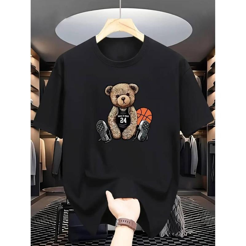 men gifts Men's Casual Bear Print T-Shirt