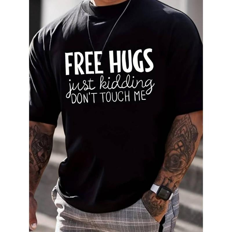 men gifts Men's Casual FREE HUG Slogan Graphic T Shirt Short Sleeve Fashion Novelty Tees Crew Neck Summer Trend T-Shirt...