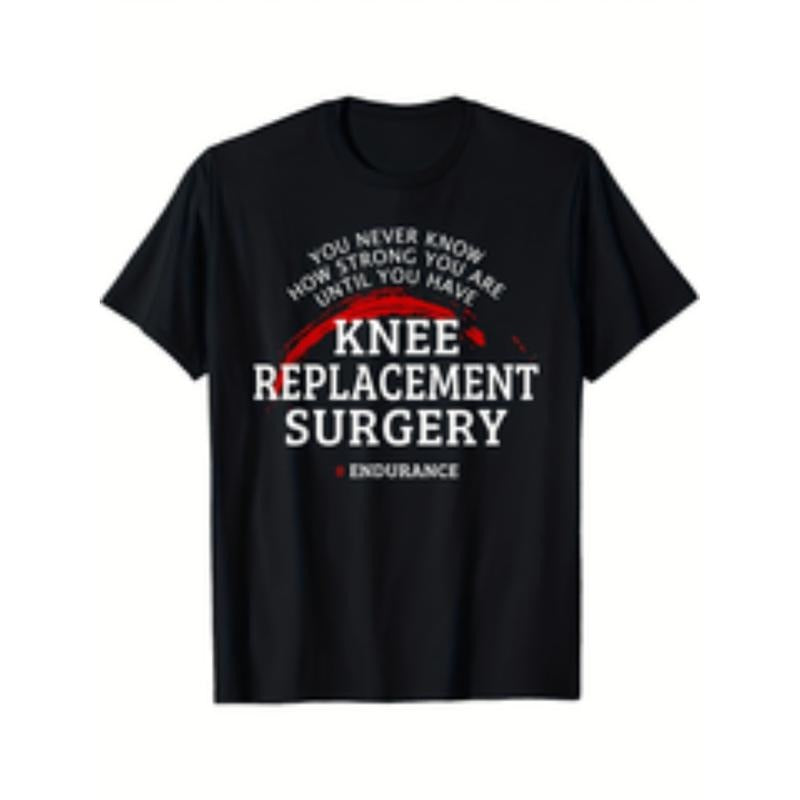 mens knee replacement surgery recovery t shirt motivational never   much   print black with white   comfortable round...