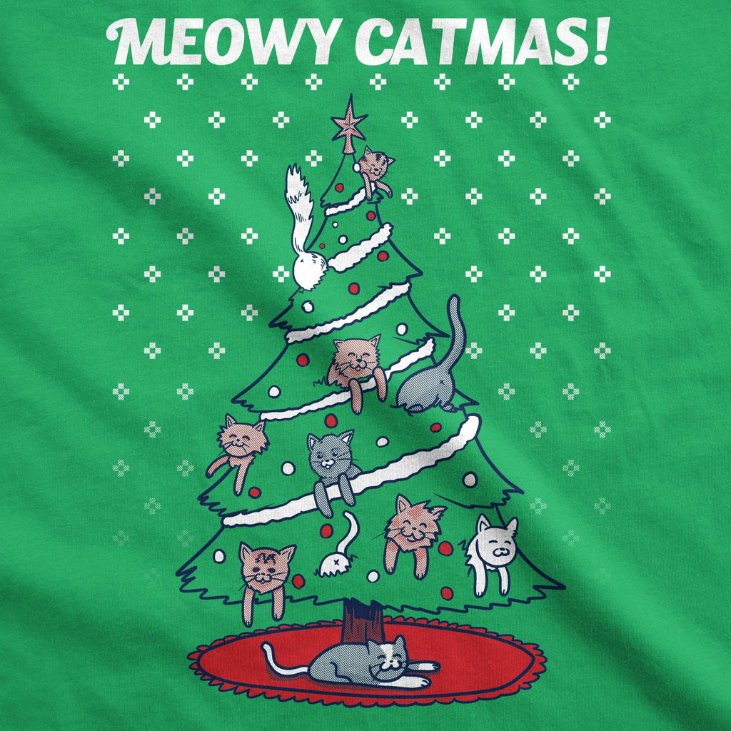 Meowy Christmas Cat Tree Ugly Christmas Sweater Women's T Shirt