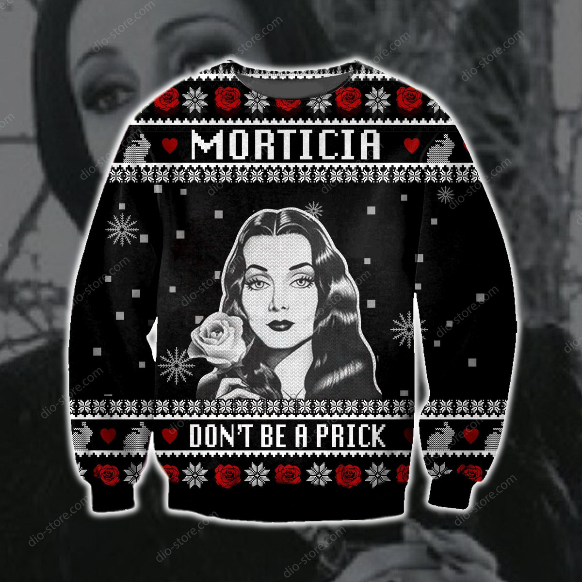 Morticia Don’T Be A Prick Knitting Pattern 3D Print Ugly Sweater