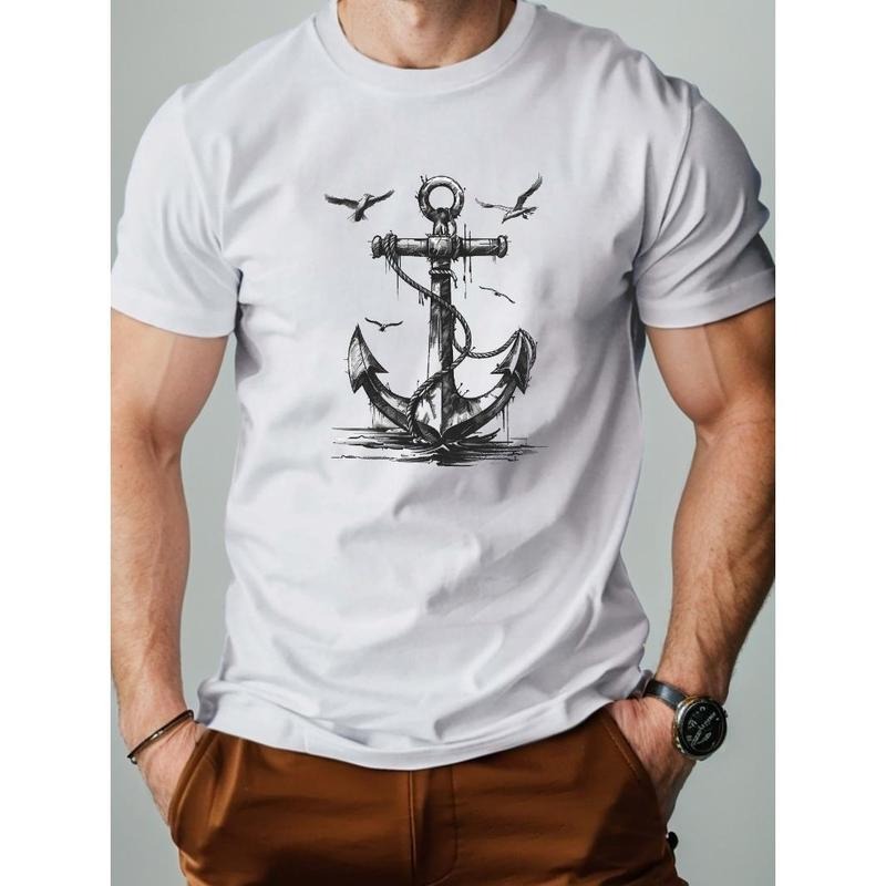 nautical Bold Anchor Illustration men's Tshirt comfort fit Made in USA Hoodie, Sweatshirt | UrbanDripWear.com