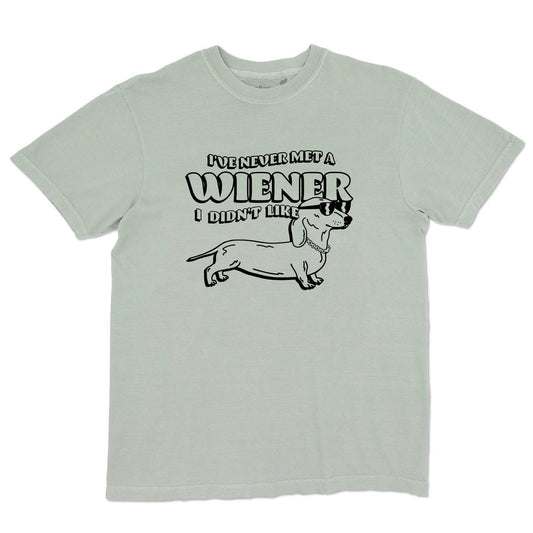 never met a wiener unisex tee | sage