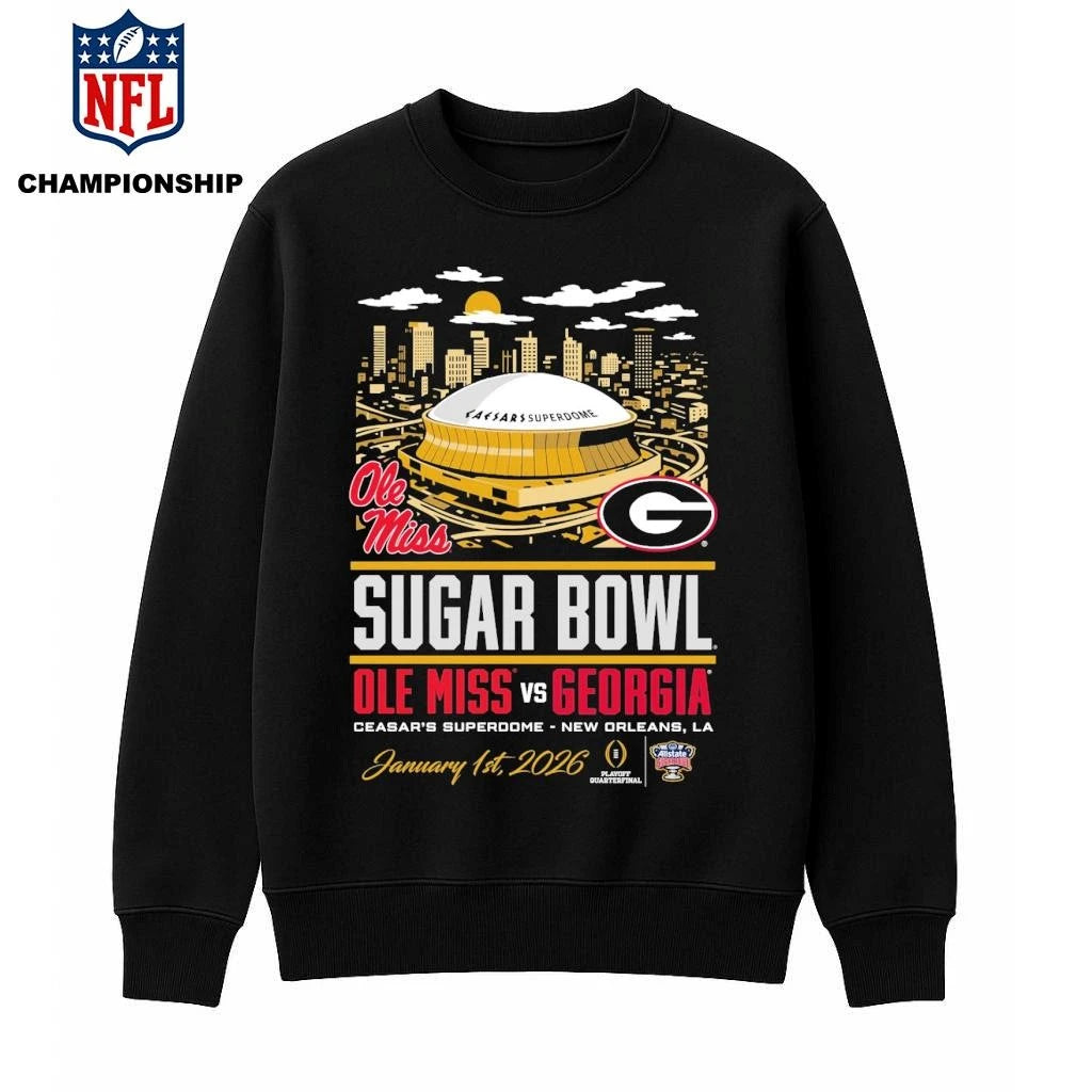 Ole Miss vs Georgia CFP ’26 Sugar Bowl stadium Shirt