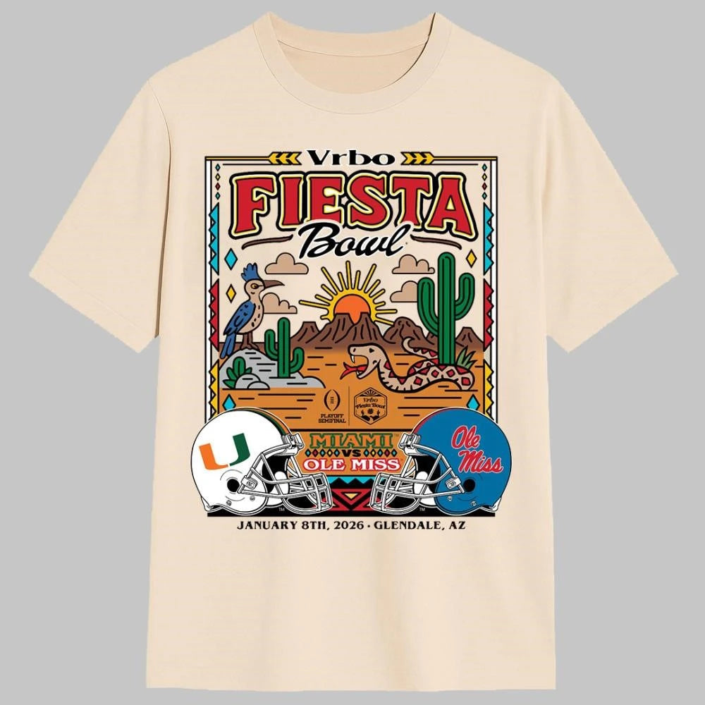 Ole Miss vs Miami CFP Semifinal 2026 Vrbo Fiesta Bowl Matchup Desert Dudes Shirt
