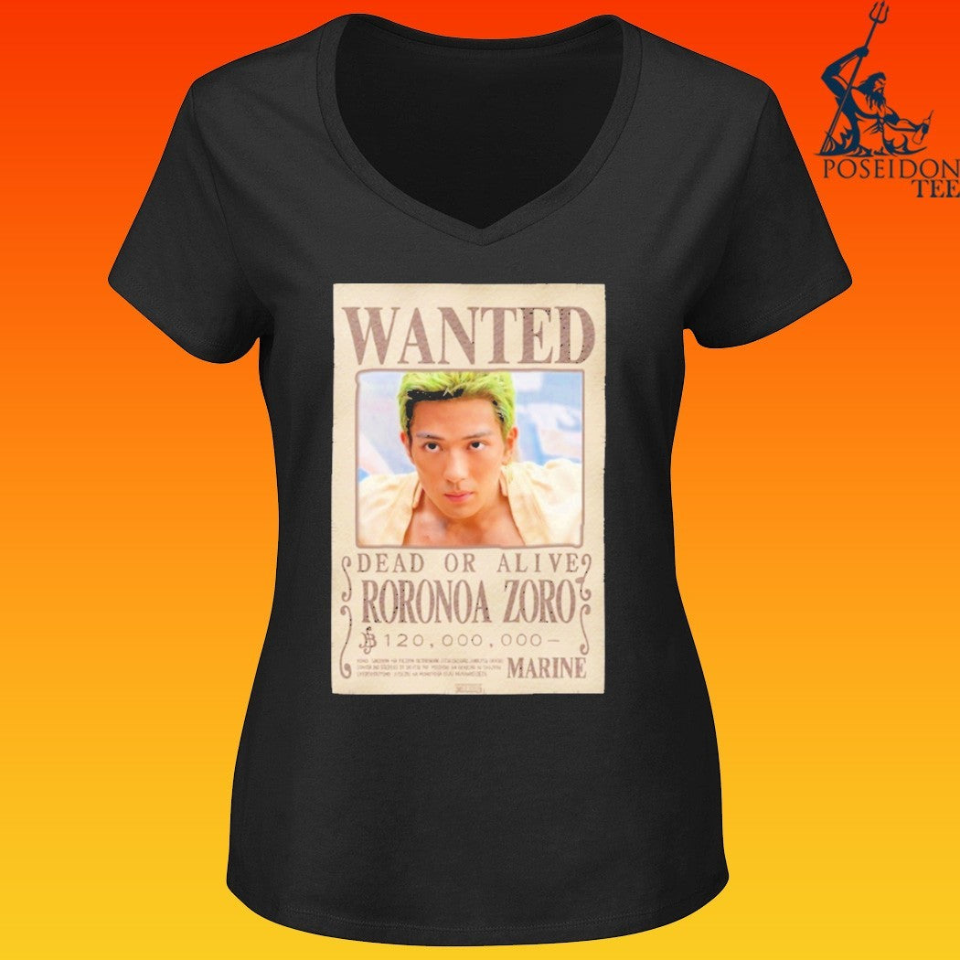One Piece Wanted Dead Or Alive Roronoa Zoro Pirate Hunter T-shirt