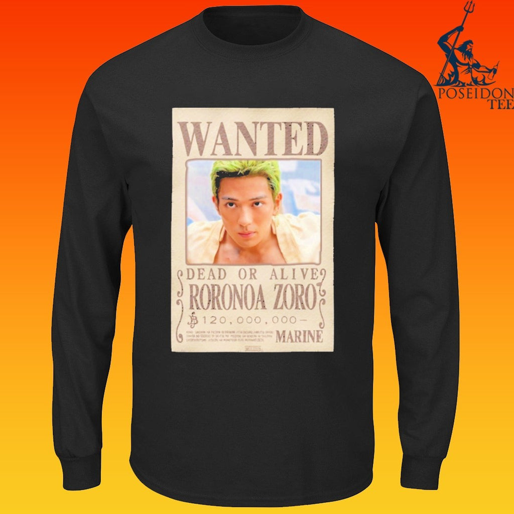 One Piece Wanted Dead Or Alive Roronoa Zoro Pirate Hunter T-shirt