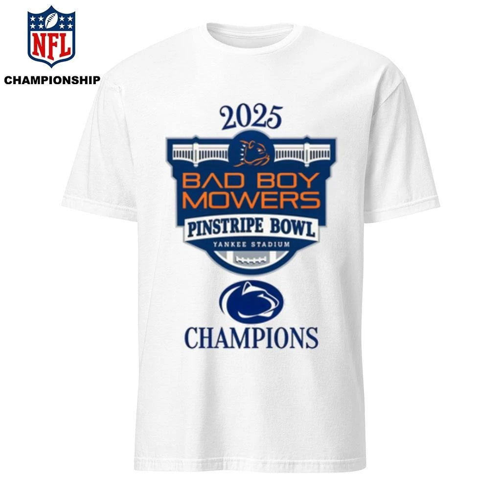 Penn State Nittany Lions 2025 Bad Boy Mowers Pinstripe Bowl Champions Logo Shirt