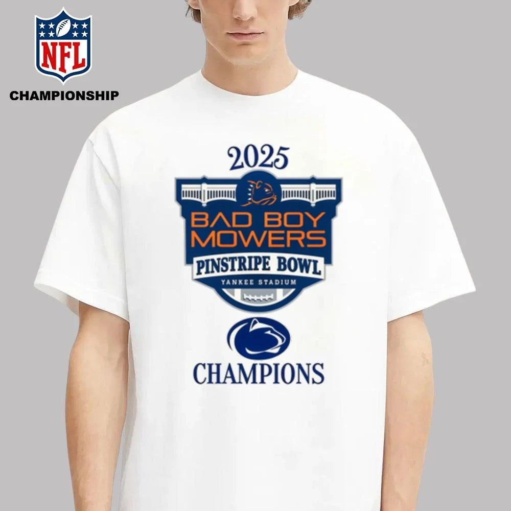 Penn State Nittany Lions 2025 Bad Boy Mowers Pinstripe Bowl Champions Logo Shirt