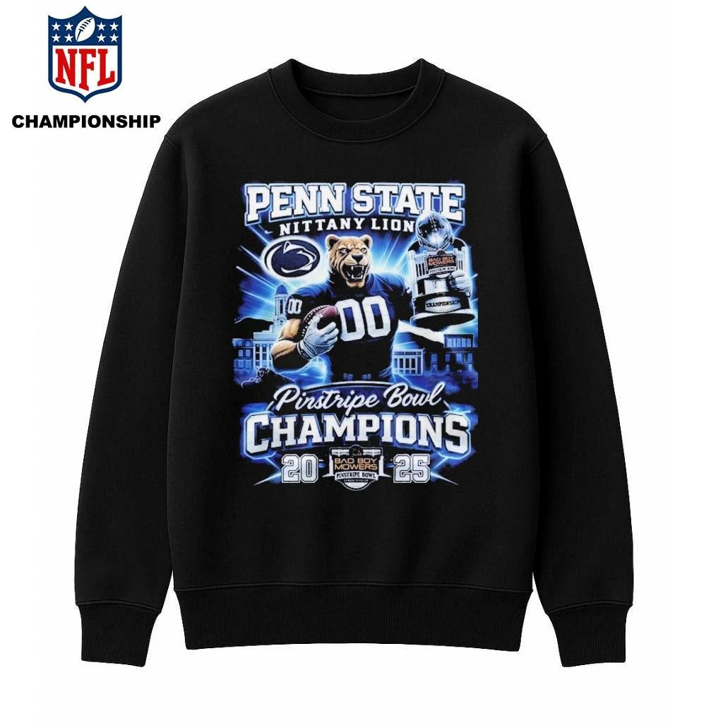Penn State Nittany Lions 2025 Pinstripe Bowl Champions Mascot Design Shirt