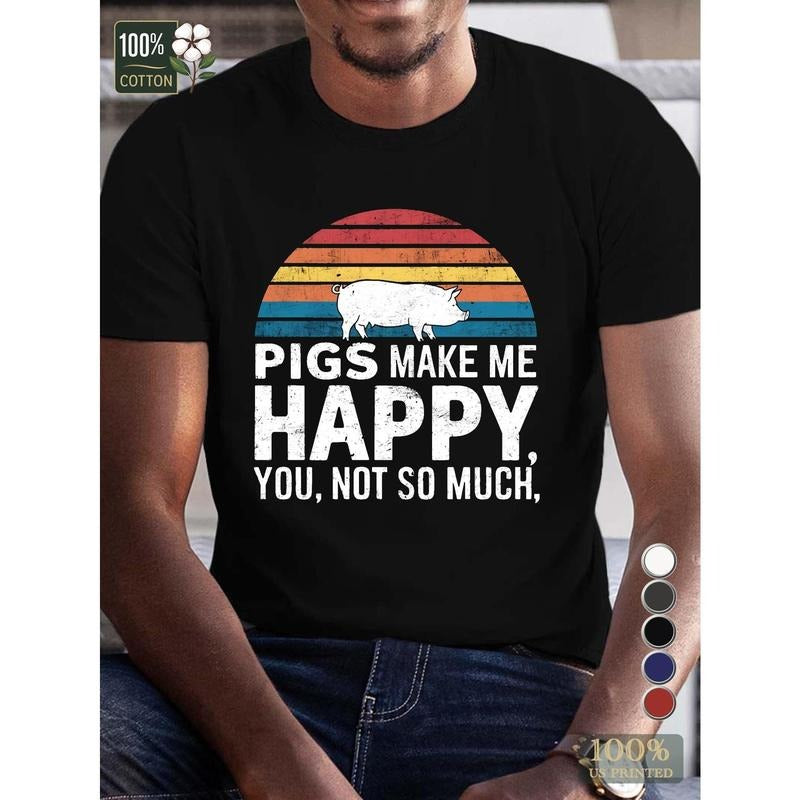 pigs Happy pure cotton men's Tshirt comfort fit made in usa Hoodie, Sweatshirt | UrbanDripWear.com