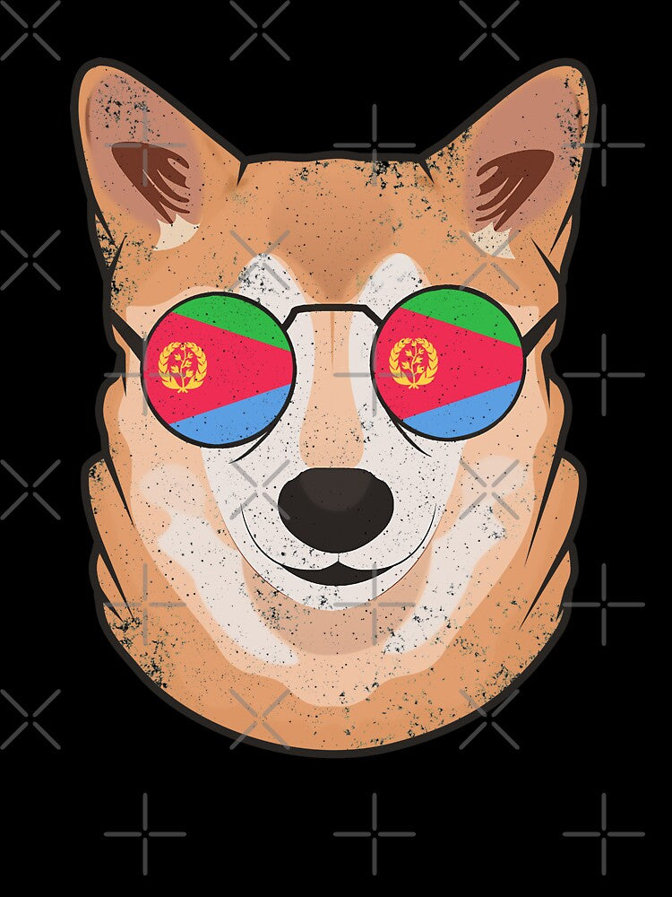 Vintage Patriotic Shiba Inu Eritrean Flag by feether-store