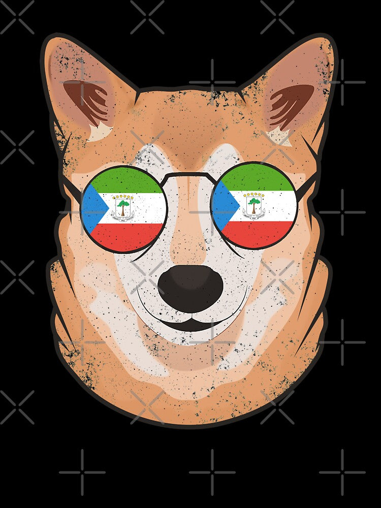 Vintage Patriotic Shiba Inu Equatoguinean Flag by feether-store