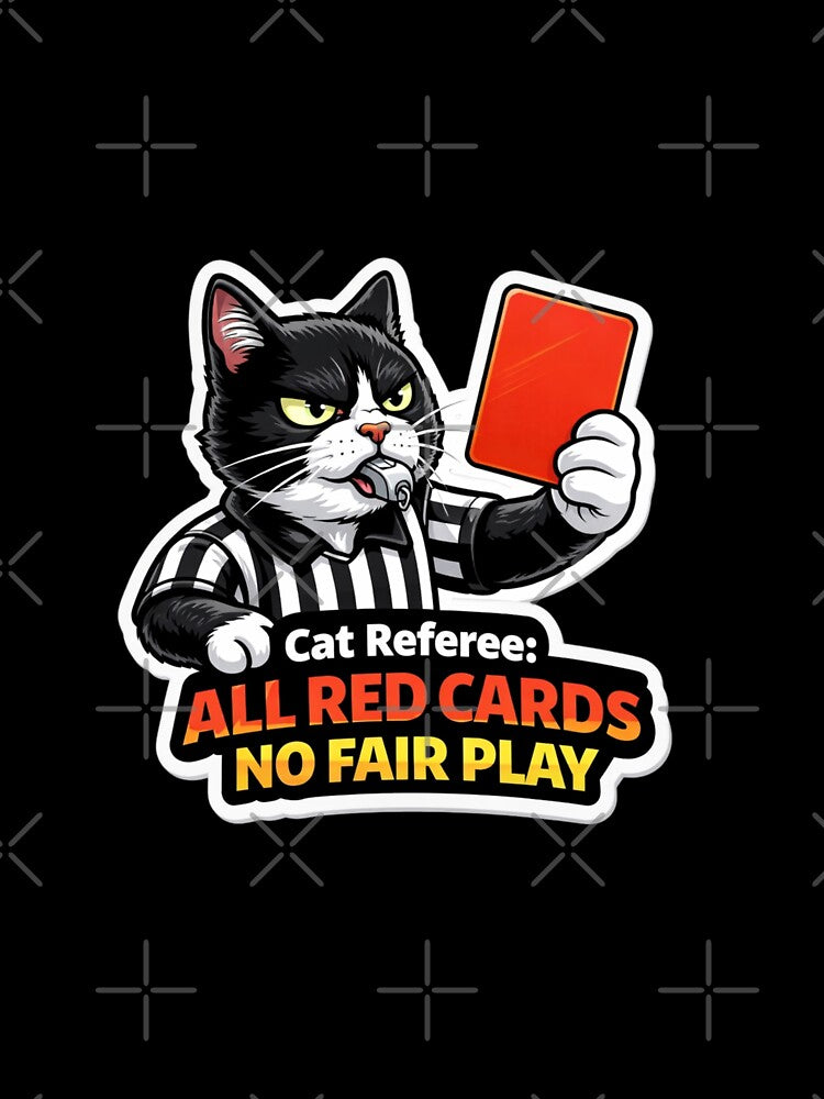 Funny Cat Referee Red Card Sticker — Soccer Humor Gift by Gentlestate