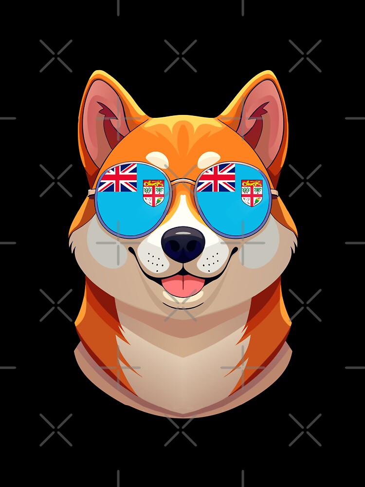 Vintage Patriotic Shiba Inu Fijian Flag by DreamBrushy