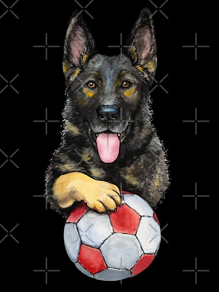 German Shepherd Playing with Soccer Ball by Noewi