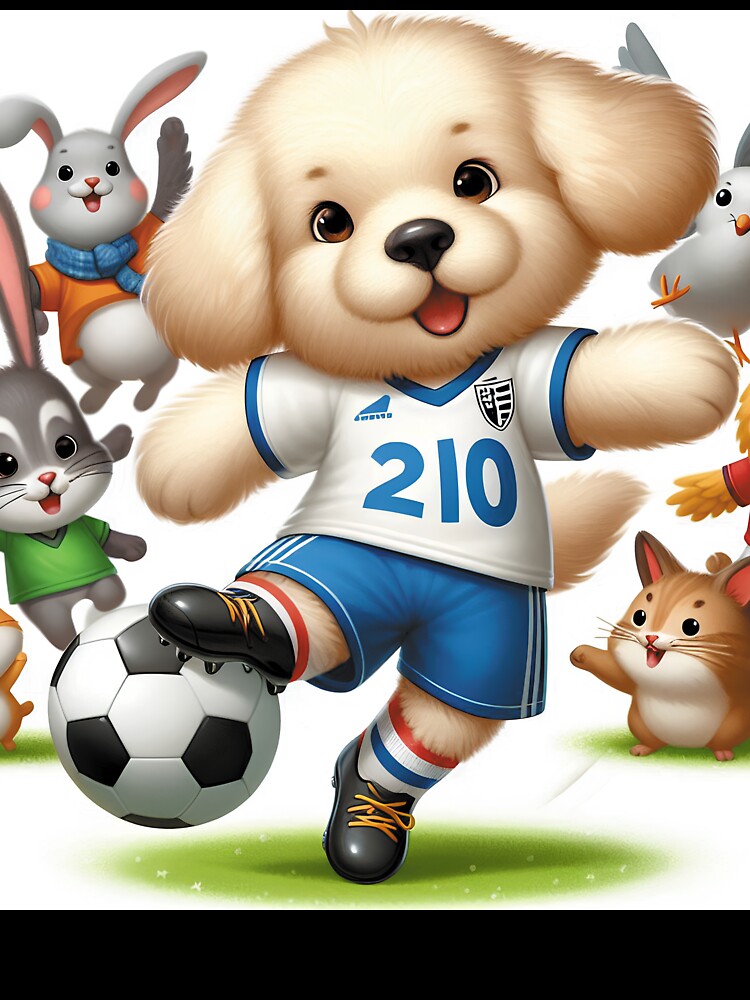 Funny Animals Playing Soccer Football Team, Kids Sports Animal Lover Gift by E.D.CH designs.