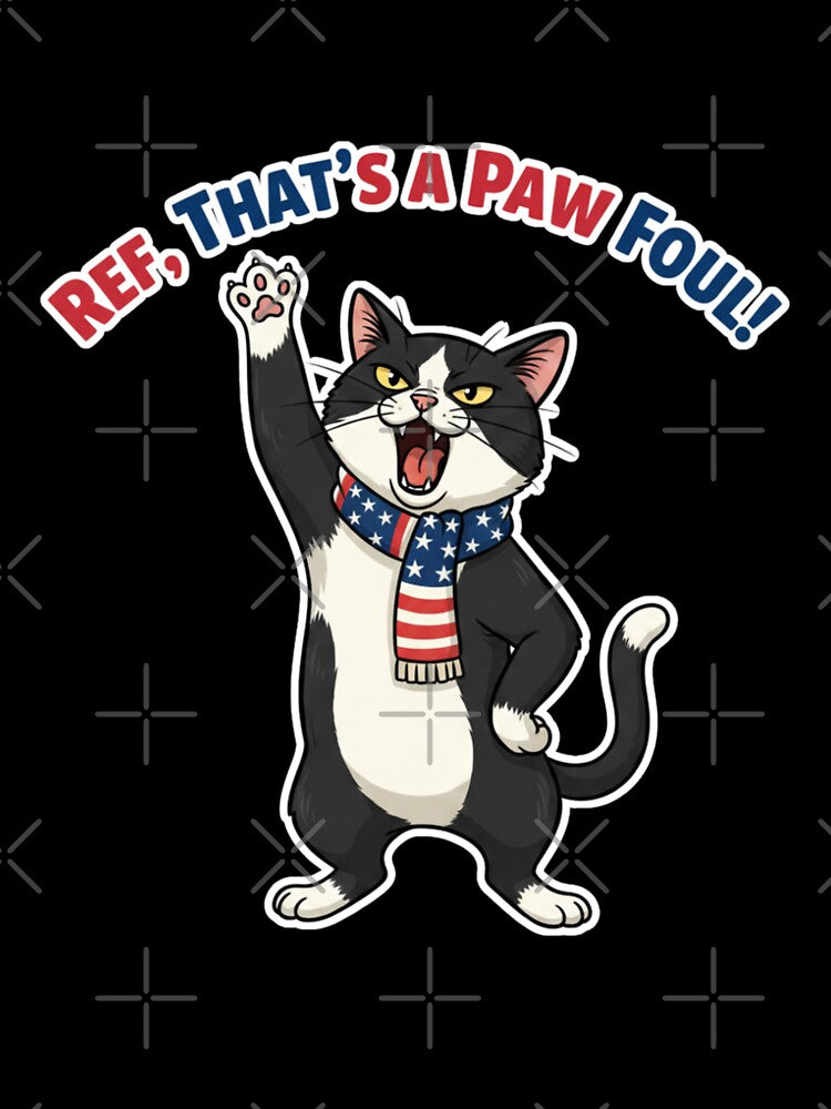 Ref, That's a Paw Fo ul! — Funny Tuxedo Cat Football Design RED by catastrocat