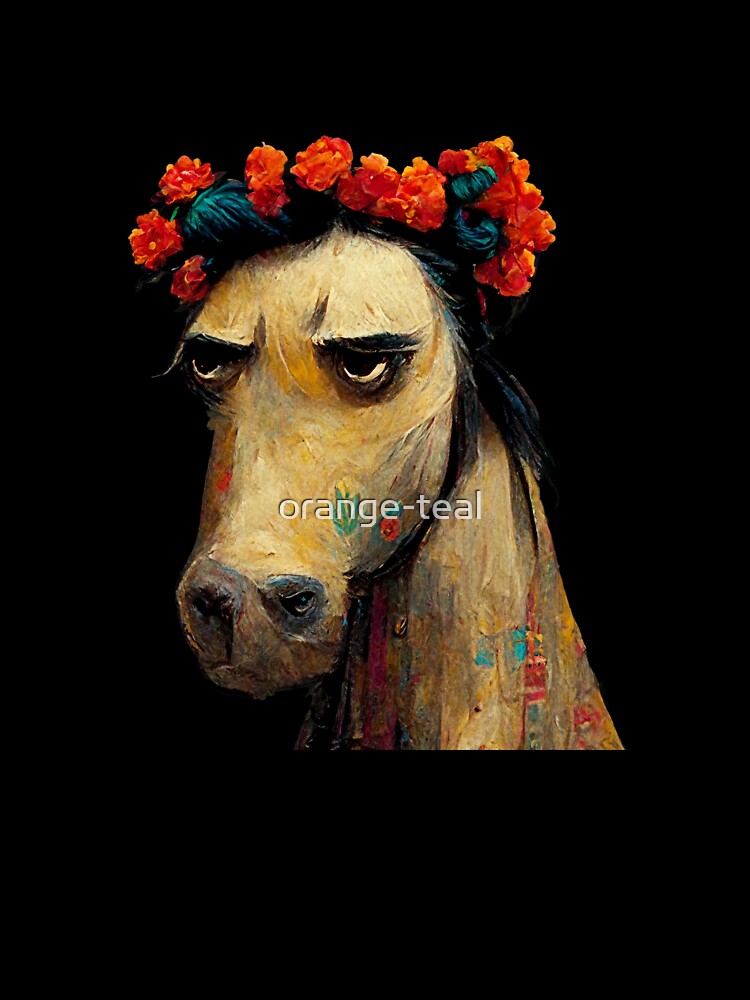 Long faced horse by orange-teal