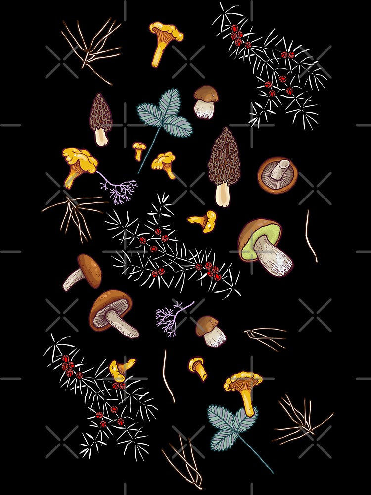 dark wild forest mushrooms by smalldrawing