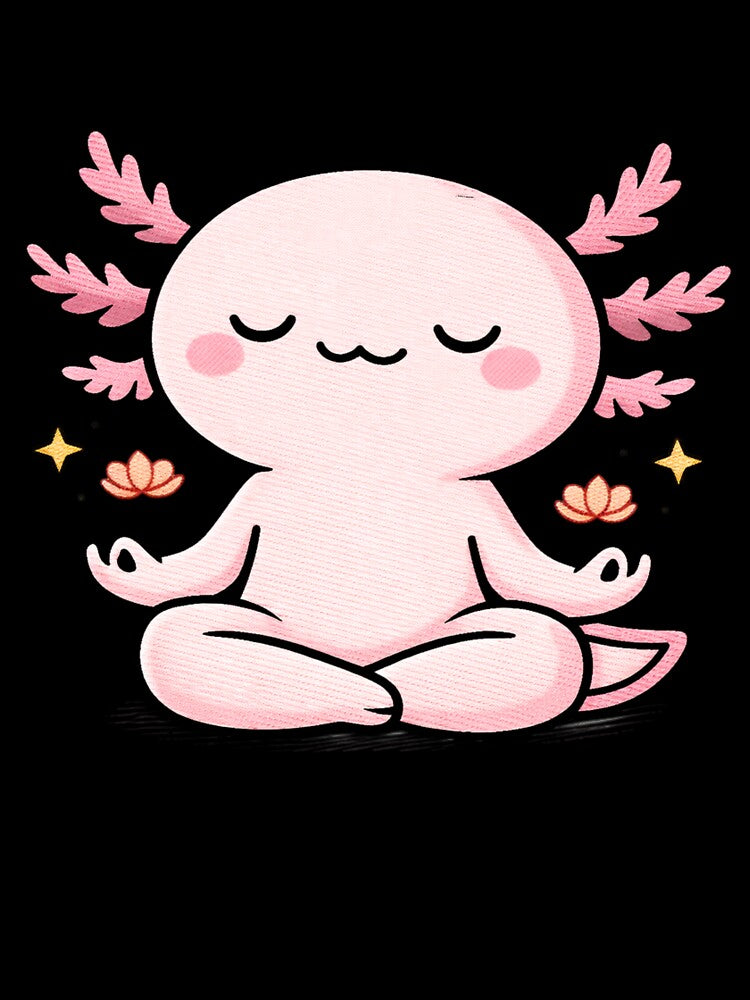 Yoga Axolotl – Cute Kawaii Meditating Axolotl Embroidery Style by ColorSplash123