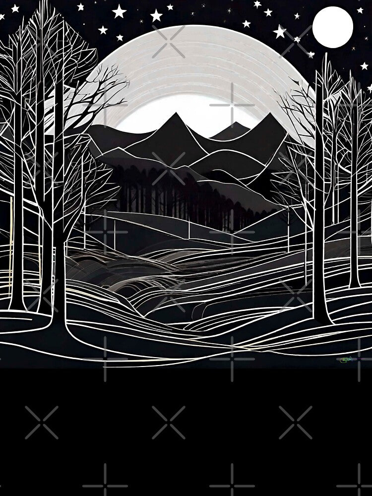 Full Moon Starry Twilight - Abstract Art 83 by AI Crypto Warlord