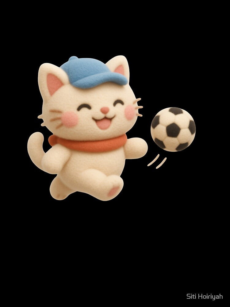 Cute Soccer Cat Kawaii Animal Sticker by Siti Hoiriyah