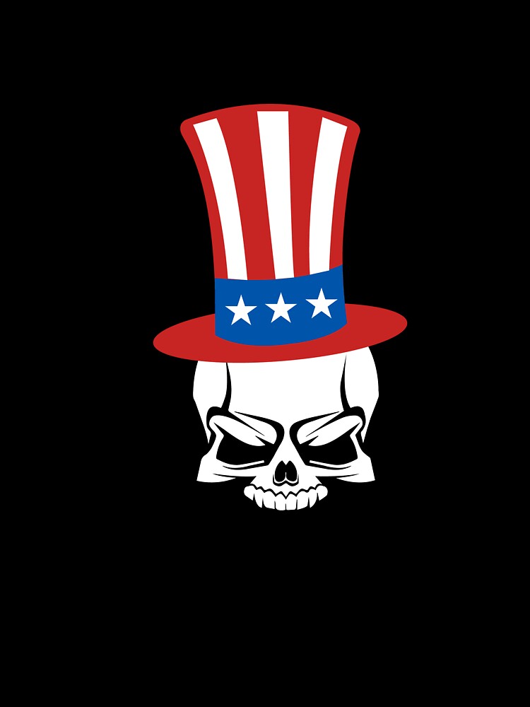 USA Hat on Skull T-Shirt for Men and Women by AllStarMerch