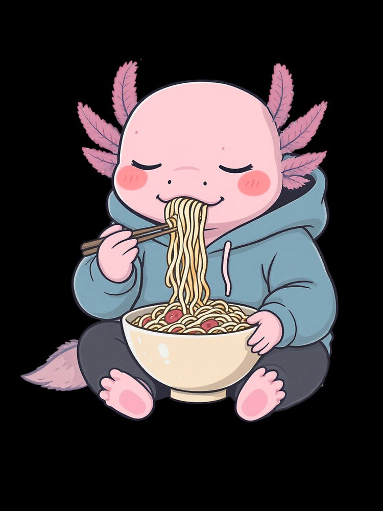 Lo-Fi Axolotl Eating Noodles – Calm Chill Aesthetic Illustration by ColorSplash123