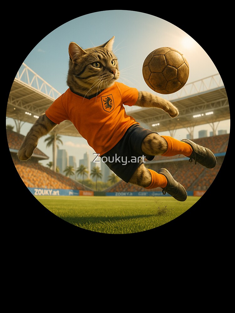 Dutch Soccer Orange Cat – Fearless Feline with Global Game Spirit by Zouky.art