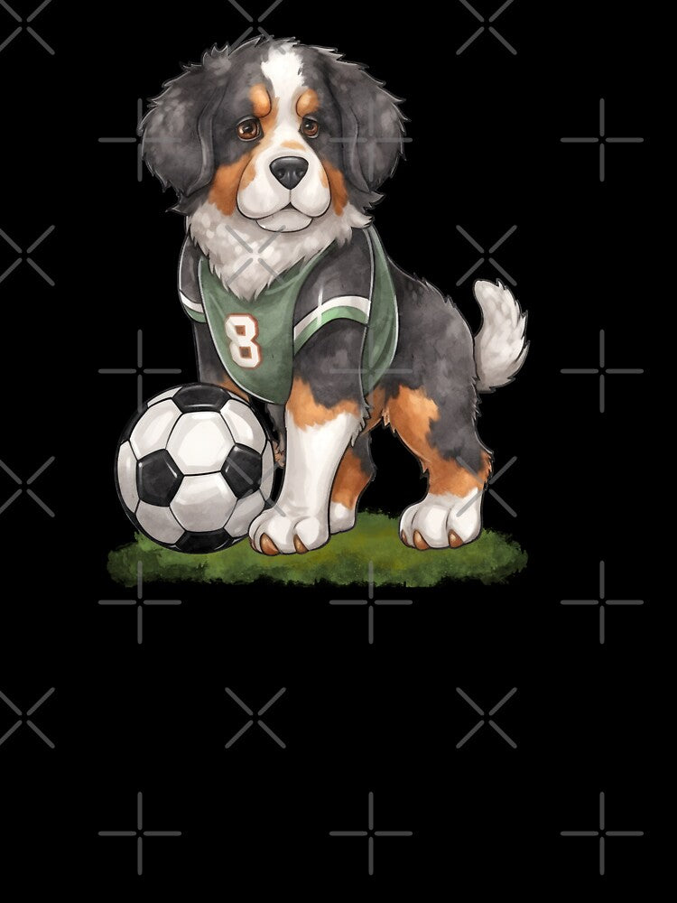 Buldog dog Playing Soccer by Playful Strokes pom@pom