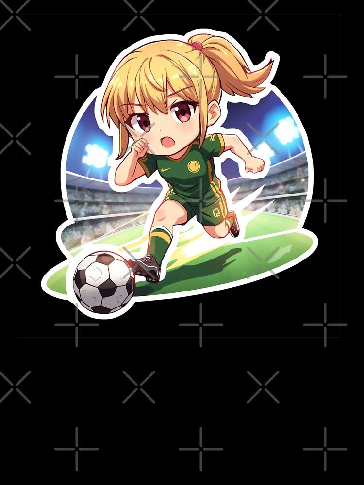 Chibi Soccer Girl Speed Anime Sticker | Cute Football Player Motion Art | Kawaii Sports Girl Gift | Dynamic Speed Lines Illustration by VectorJoy