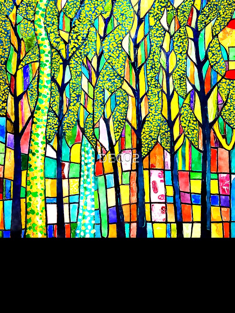 Funky Fantasy Forest Vibrantly Colorful Abstract Digital Designs by DEC02
