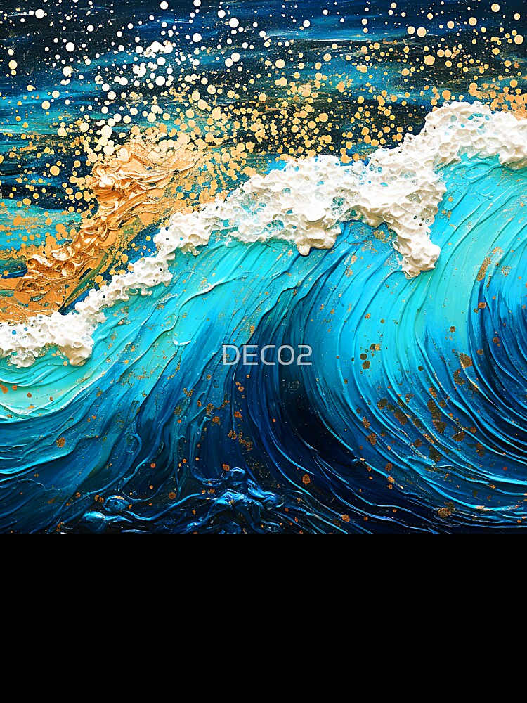 Fantasy Ocean Wave With Golden White Foam Abstract by DEC02