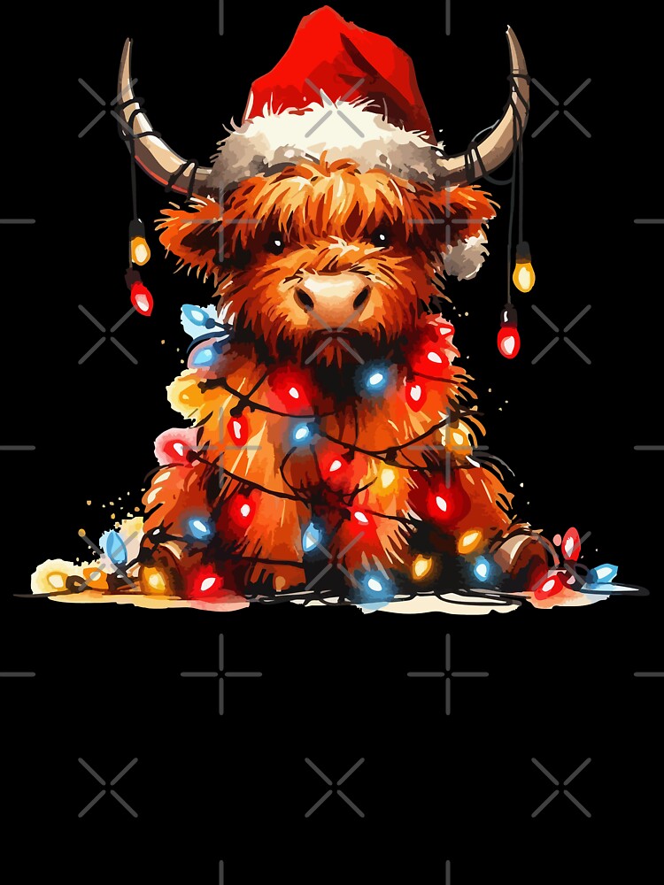 Christmas Highland Cow Heilan Coo Christmas Lights by TomFrontierArt