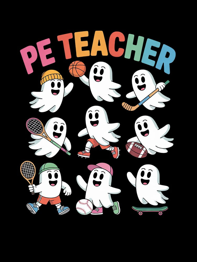 Halloween PE Teacher Ghost Playing Soccer Football by RuthGAArt