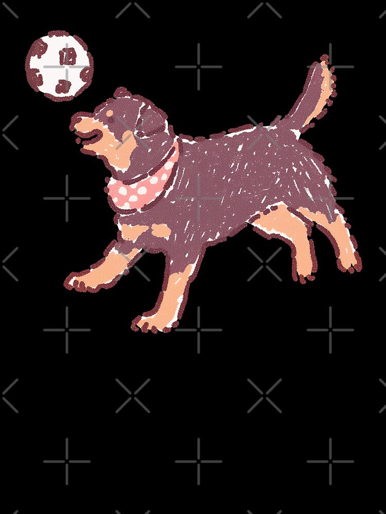 Soccer Football Rottweiler, playful textured illustration by Magnificent Lizard