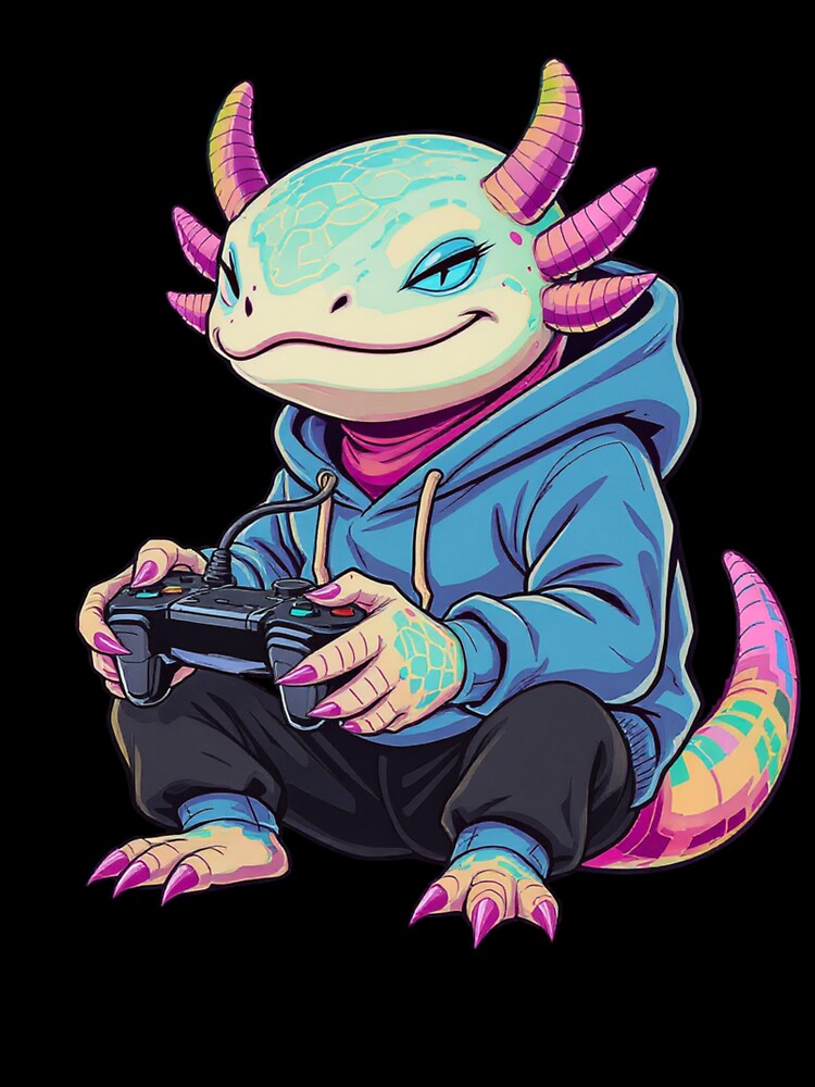 Gaming Axolotl (Pro Gamer) – Chill Gamer Aesthetic Illustration by ColorSplash123