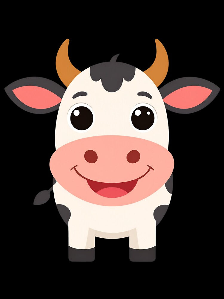 Smiling Cartoon Cow with Big Eyes – Cute Farm Animal Illustration by PrintCreations9